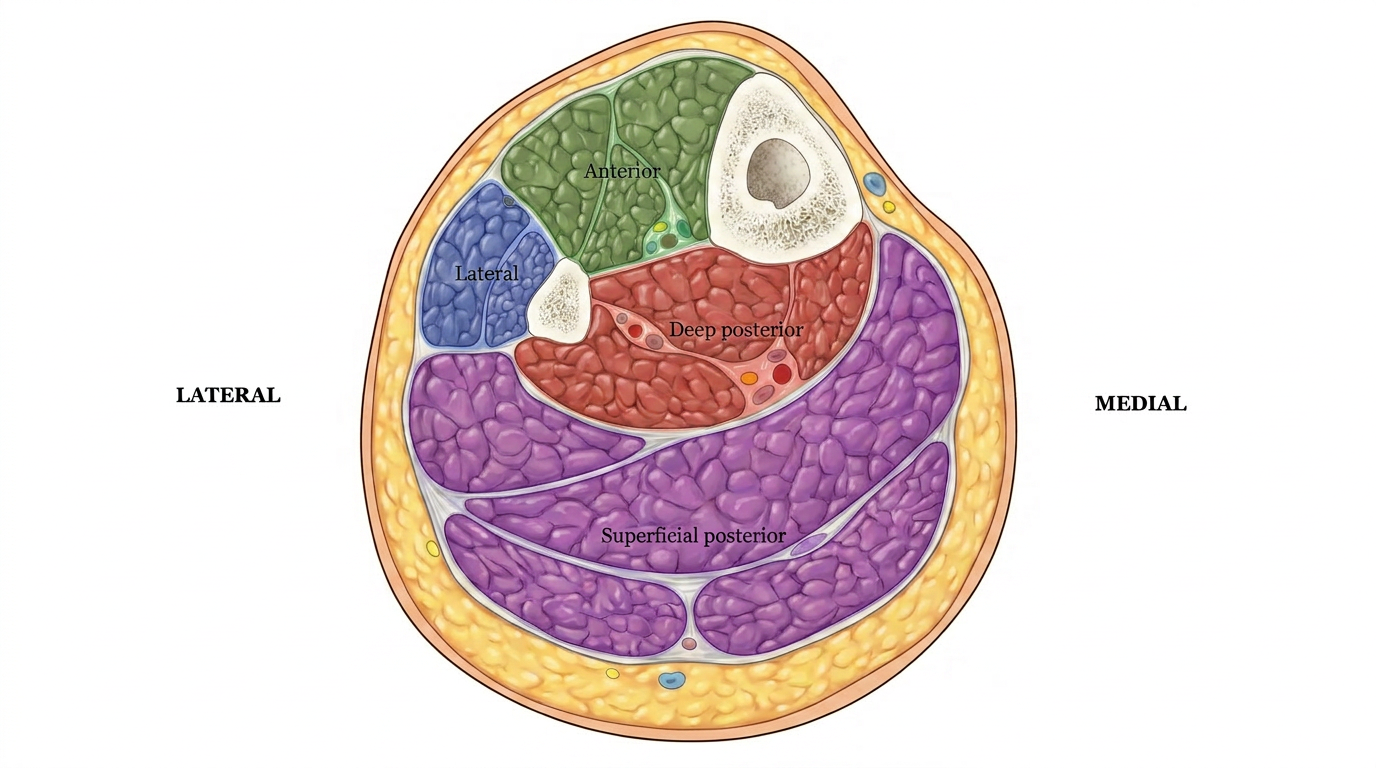 The four fascial compartments of the leg