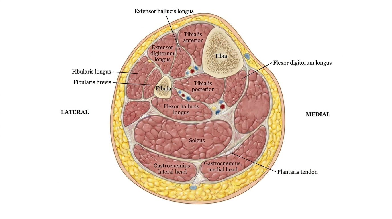 Muscle anatomy of the leg cross-section